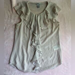 H&M Cream Sleeveless Ruffle Blouse